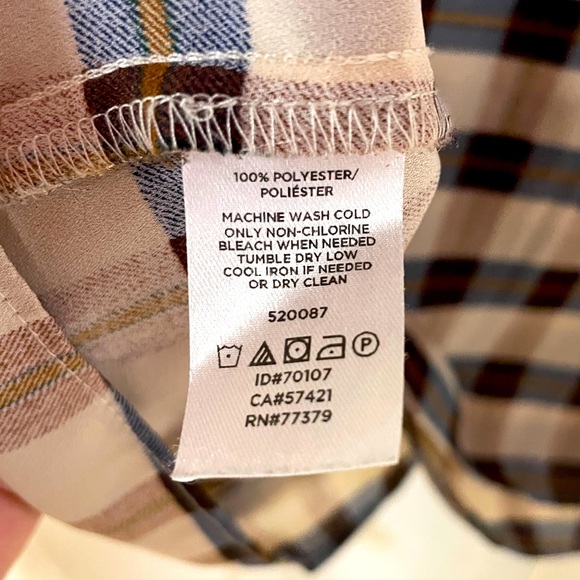 Ann Taylor Factory Brown Blue Beige Plaid V Neck Layered Hem Tank Top Sz L - Picture 4 of 5